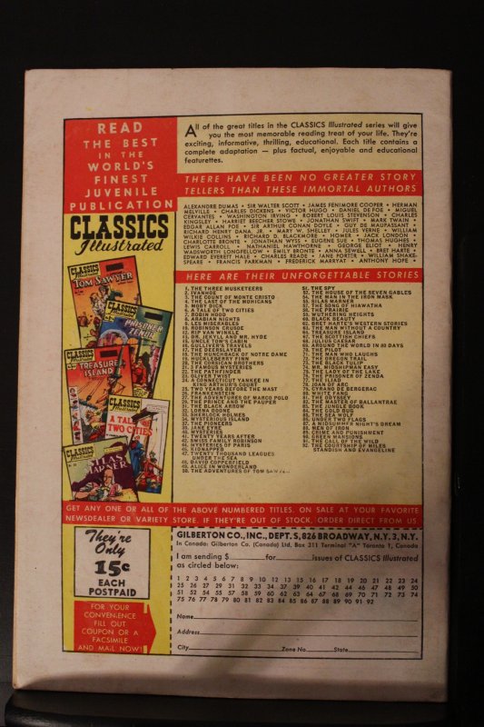 Classics Illustrated #91 1952 High-Grade VF/NM Orginal (O) HRN 92 Wythville CERT