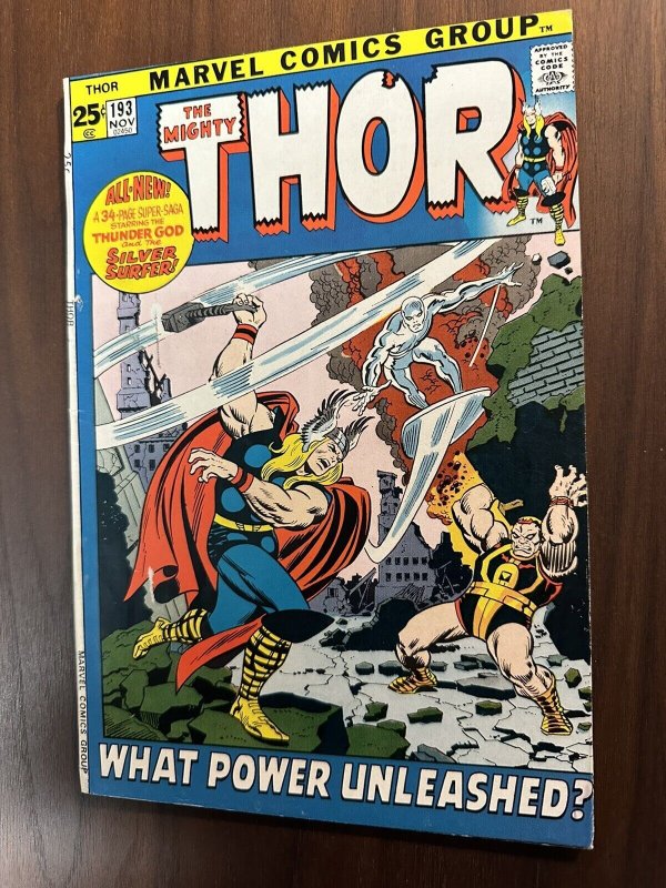 Thor #193 FN- Battle Of Thor vs Silver Surfer (Marvel 1971)