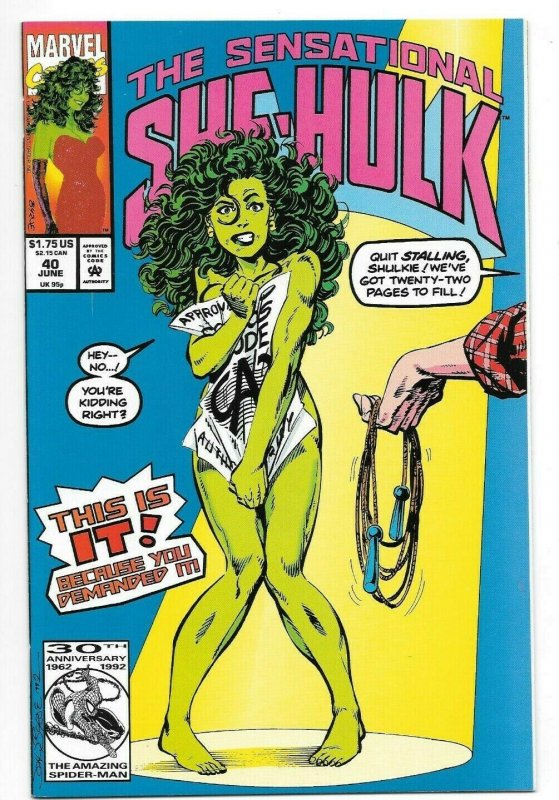 Sensational She-Hulk #40 NM High Grade Key Nude Jump Rope Cover John Byrne 1992