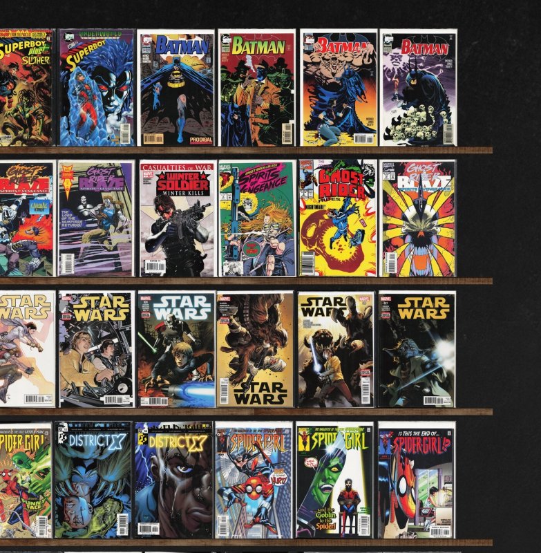 Huge Lot 140+ Comics with Superboy, Spider-Girl, Star Wars, Batman & More!