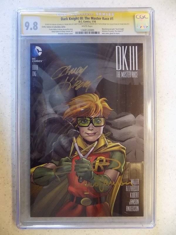 DARK KNIGHT III: THE MASTER RACE # 1 DC CGC 9.8 FRANK MILLER SIGNED BY 4 BATMAN