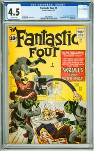 Fantastic Four #2 (1962) CGC 4.5! 1st Appearance of the Skrulls! 2nd App of FF!
