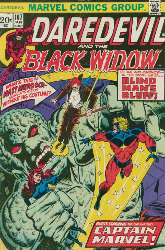 Daredevil #107 FN ; Marvel | January 1974 Captain Marvel Black Widow