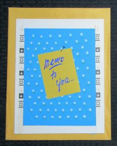MEMO TO YOU Lettering Note with Flowers 7.5x9.5 Greeting Card Art #M9452