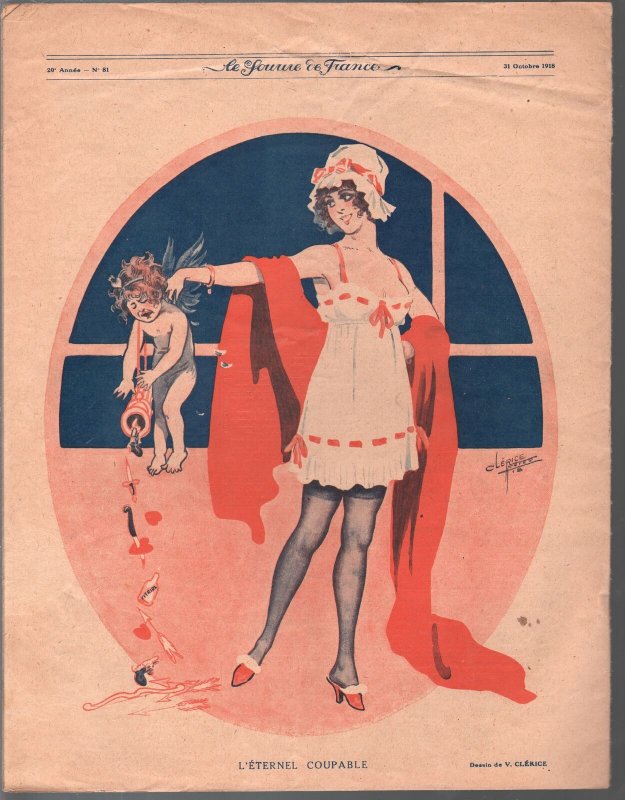 Le Sourire De France 10/31/1918-spicy early French girlie mag-Good Girl Art-VG