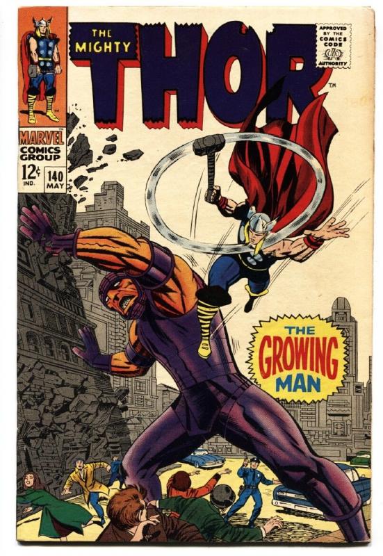 Thor #140 comic book 1967- Marvel Silver Age  Growing Man FN+