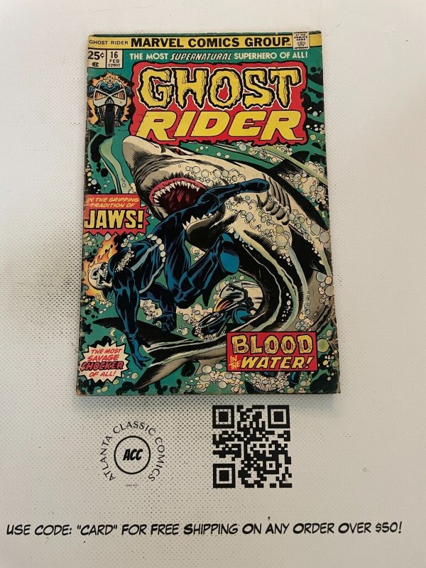 Ghost Rider # 16 VG Marvel Comic Book Jaws Shark Cover Johnny Blaze 10 J221