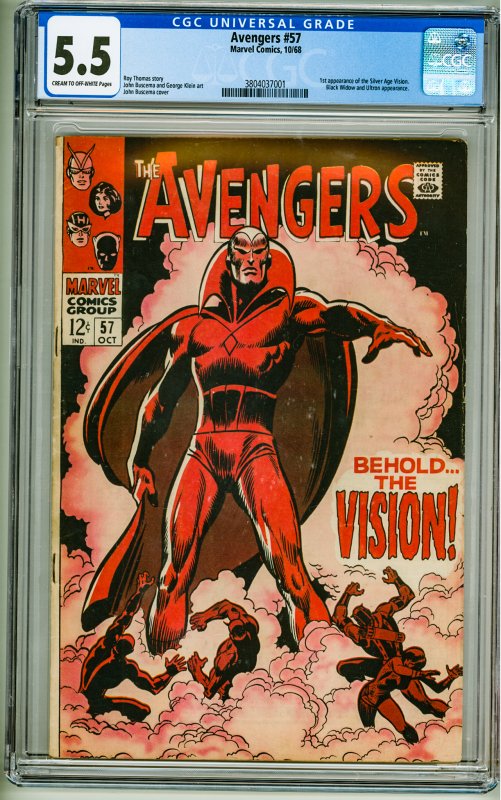 The Avengers #57 (1968) CGC 5.5! 1st App of the SA Vision! Cream to OW Pages!