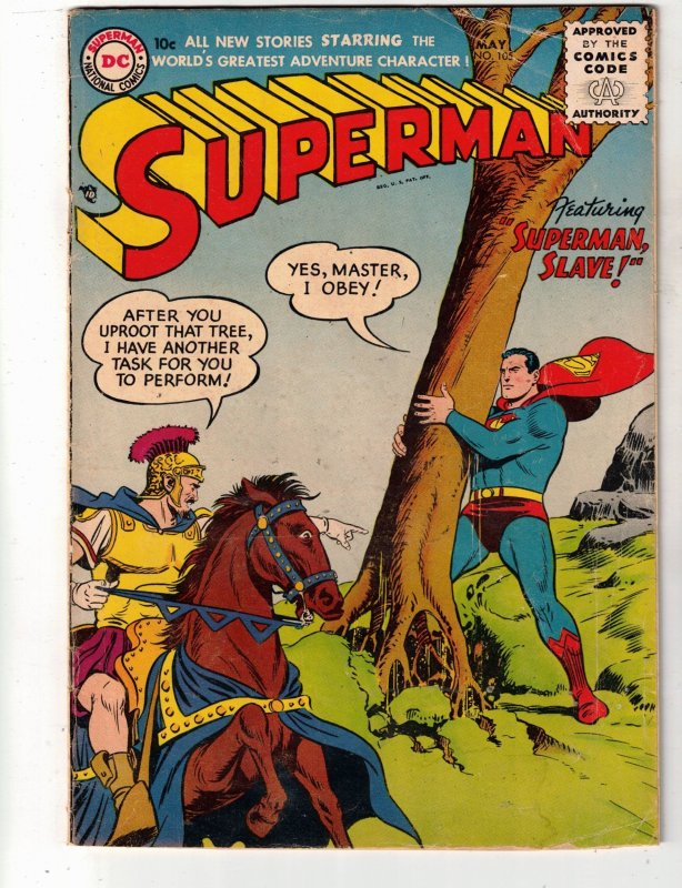 Superman #105 (1956) VG/FN Mid-Grade Superman Roman Slave! Mxyzptlk! COVELL CERT