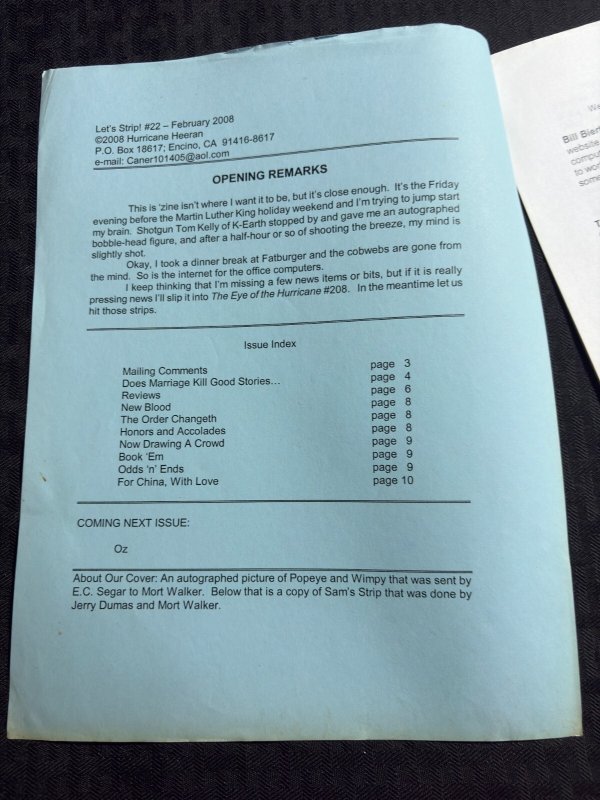 2008 LET'S STRIP Fanzine #22 VG+ 4.5 Popeye / Leonard Starr