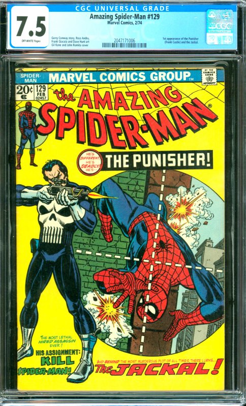 Amazing Spider-Man #129 CGC Graded 7.5 1st appearance of the Punisher (Frank ...