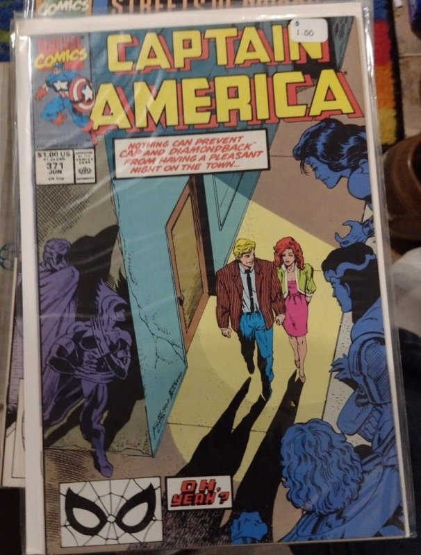 Captain America  #371  1990 MARVEL DISNEY  CAPS NIGHT OUT DIAMONDBACK