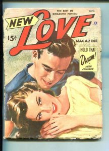 NEW LOVE-AUG 1949-ROMANTIC PULP FICTION- PIN-UP GIRL COVER-JOHNSON-good minus