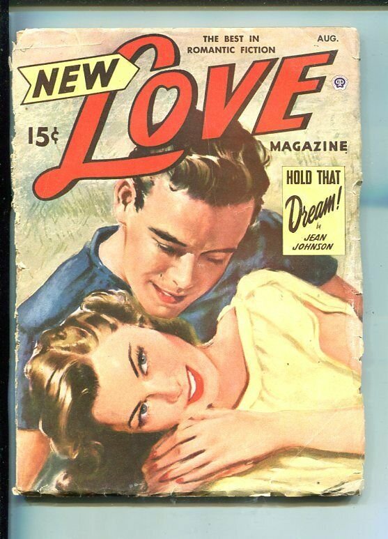 NEW LOVE-AUG 1949-ROMANTIC PULP FICTION- PIN-UP GIRL COVER-JOHNSON-good minus