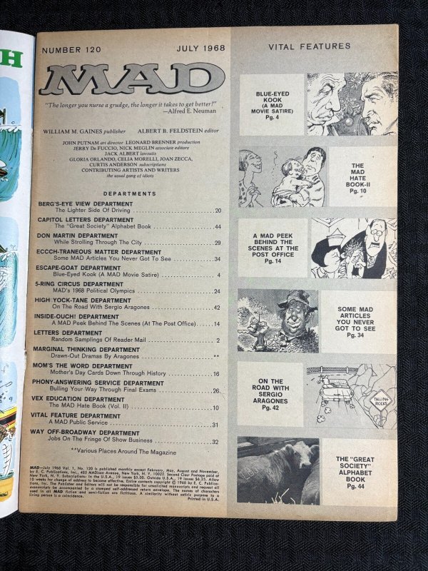 1968 MAD Magazine #120 FN- 5.5 Alfred E Neuman / Don Martin