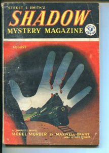 Shadow Mystery 8/1954-Street & Smith-British pulp-Edd Carter art-VG