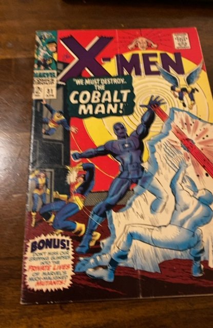 The X-Men #31 (1967)destroy the cobalt man -Sub crease