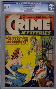 Crime Mysteries #9 1953 Ribage Publishing Corp CGC 4.5