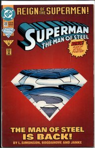 Superman: The Man of Steel #22 Die-Cut Cover (1993) Steel [Key Issue]