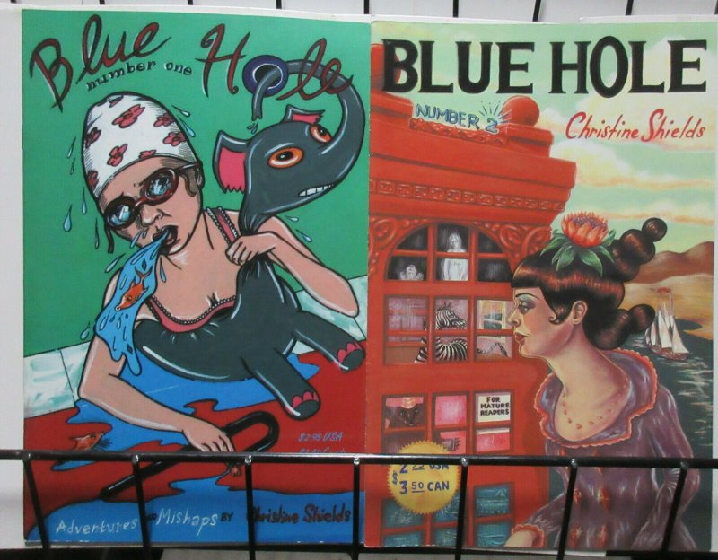 Blue Hole by Christine Shields (1995) #1, 2 Adventures Mishaps Feminist Comics