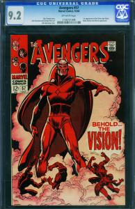 AVENGERS #57-FIRST VISION-CGC 9.2-HIGH GRADE-ULTRON-NM- 1136721008