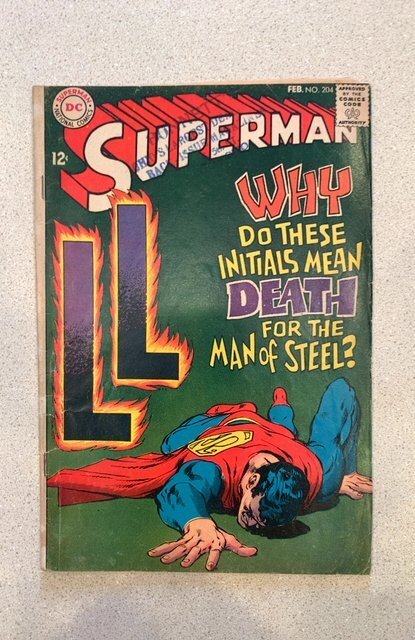 Superman #204  (1968) Cary Bates Story Ross Andru Art Neal Adams Cover