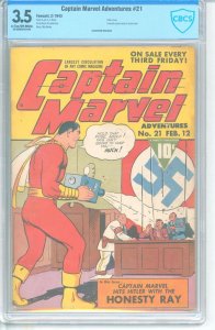 Captain Marvel Adventures #21 CBCS 3.5 WWII Hitler cover