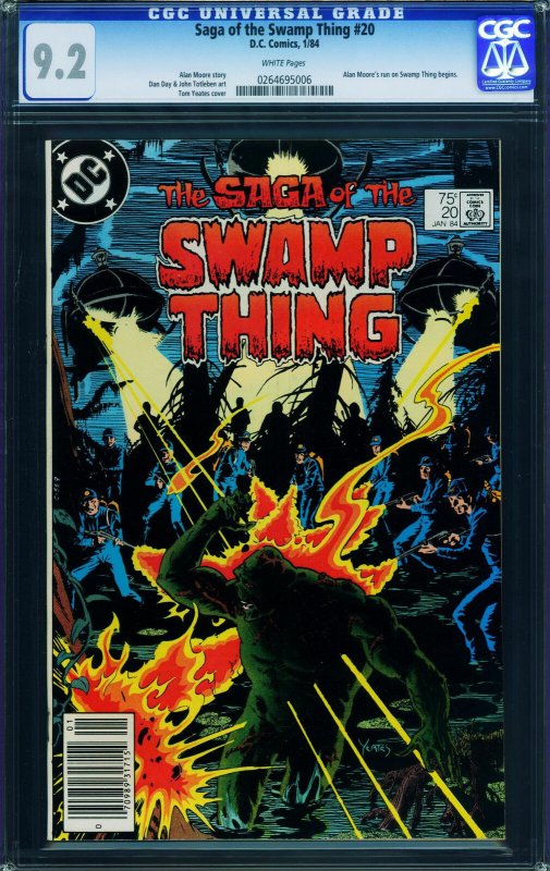 SAGA OF THE SWAMP THING #20-CGC 9.2 -newsstand ed 1st ALAN MOORE - 0264695006