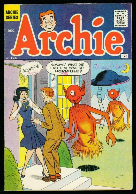 ARCHIE COMICS #124 1961- UFO & ALIEN COVER- VERONICA- VG/FN 