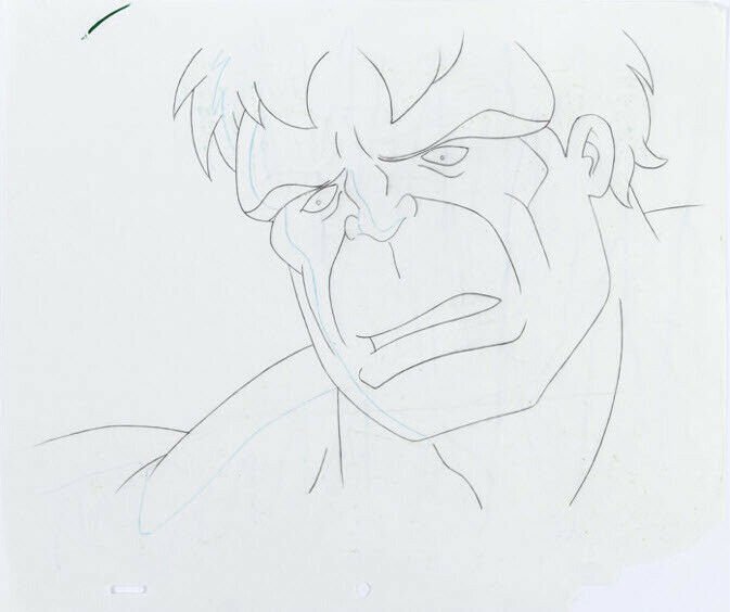 The Incredible Hulk Hulk Close-Up Production Cel Setup and Animation Drawing