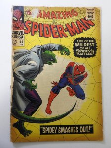 The Amazing Spider-Man #45 (1967) PR book-length spine split, cover detached