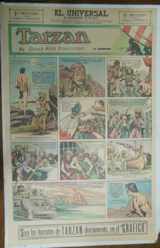 Tarzan Sunday Page 626 Burne Hogarth from 3/7/1943 in Spanish Full Page Size