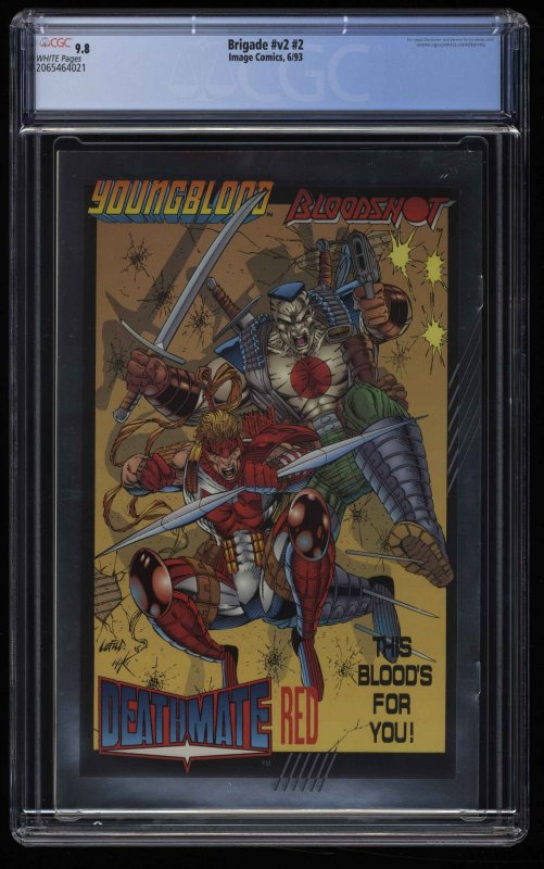 Brigade (1993) #2 CGC NM/M 9.8 White Pages Embossed Silver Foil Cover!