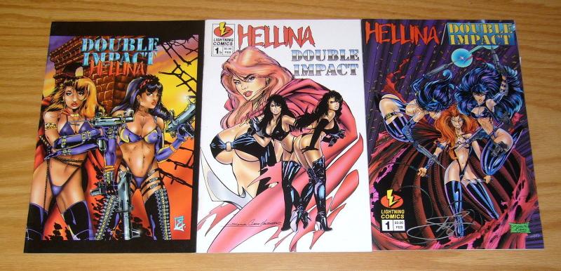 Hellina/Double Impact #1 VF/NM signed one-shot + variant + double impact/hellina