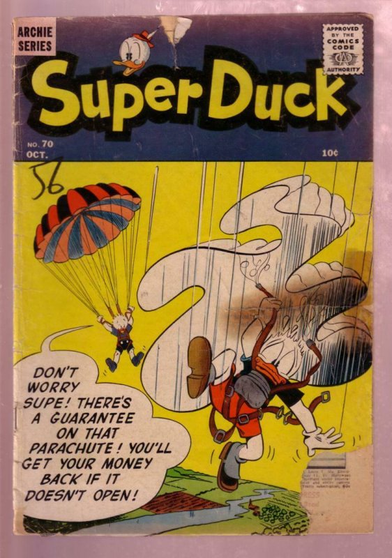 SUPER DUCK #70 1956-PARACHUTE COVER-ARCHIE COMICS PUB. FR