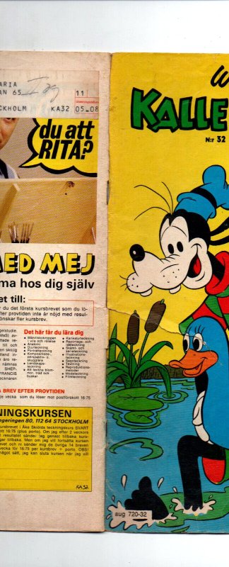 Walt Disneys Kalle Anka & C:O #32 - Swedish Language - Mickey Mouse -1975- GD/VG