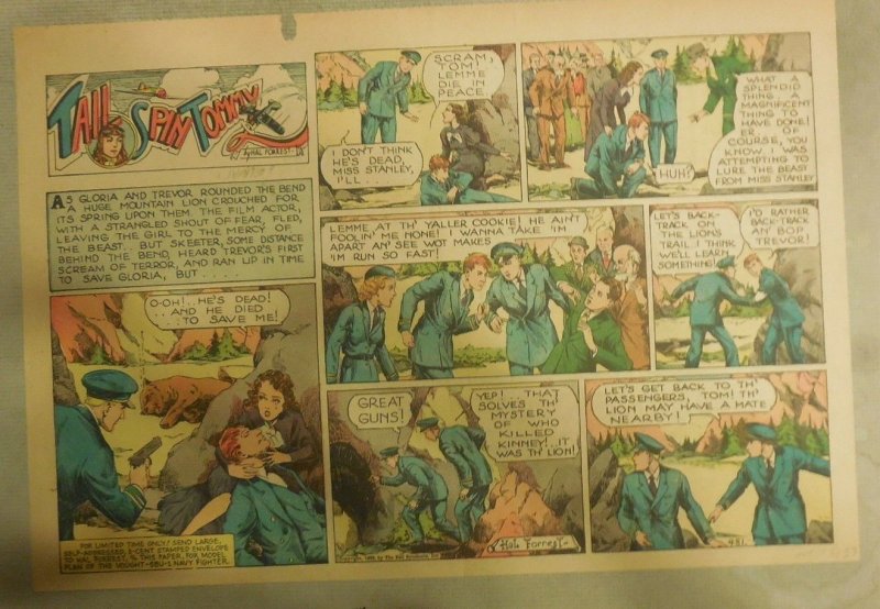 Tailspin Tommy Sunday #481 by Hal Forrest from 1/1/1939 Half Size! Rare!