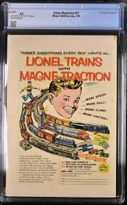 Crime Mysteries #11 1954 Ribage Publishing Corp CGC 4.5