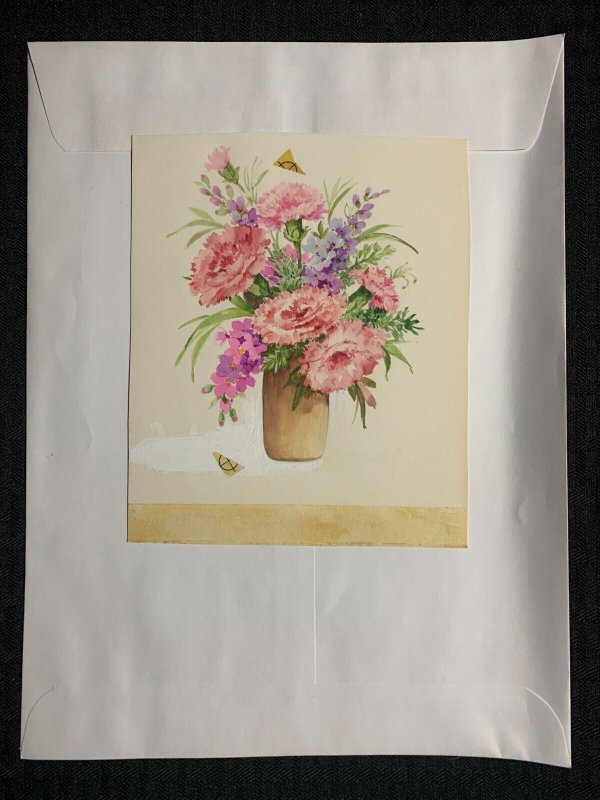 HAPPY MOTHERS DAY Pink Flowers in Tan Vase 6x7 Greeting Card Art MD7575