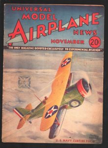 Model Airplane News 11/1934-US Navy Curtiss F11C Kotula cover art-Military Ai...