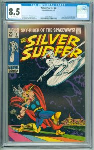 The Silver Surfer #4 (1969) CGC 8.5! OW Pages!