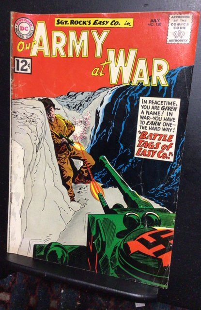 Our Army at War #120 (1962) Rich red Joe Kubert cover Mid grade FN- Oregon CERT!