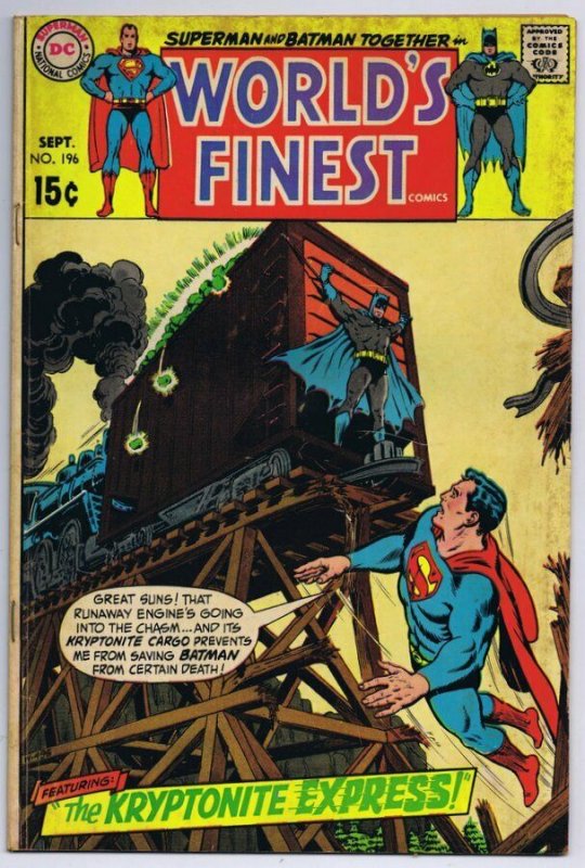 World's Finest #196 Superman Batman ORIGINAL Vintage 1970 DC Comics 