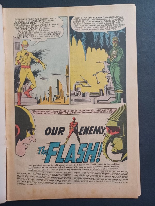 The Flash #147 - 2nd appearance Reverse Flash - 1964 - VG