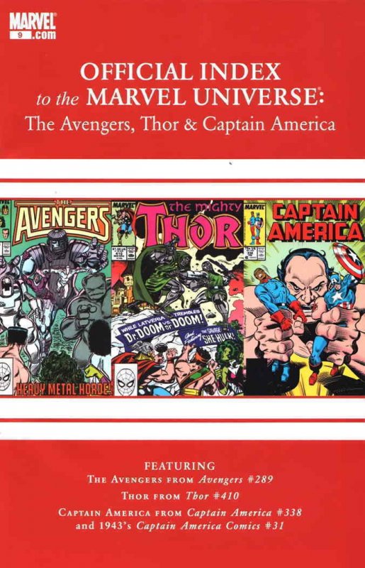 Avengers, Thor And Captain America: Official Index to the Marvel Universe #9 FN; 