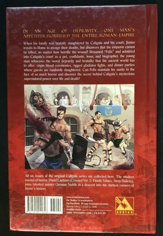 CALIGULA VOLUME ONE SIGNED HARDCOVER GRAPHIC NOVEL Fisherman Collection