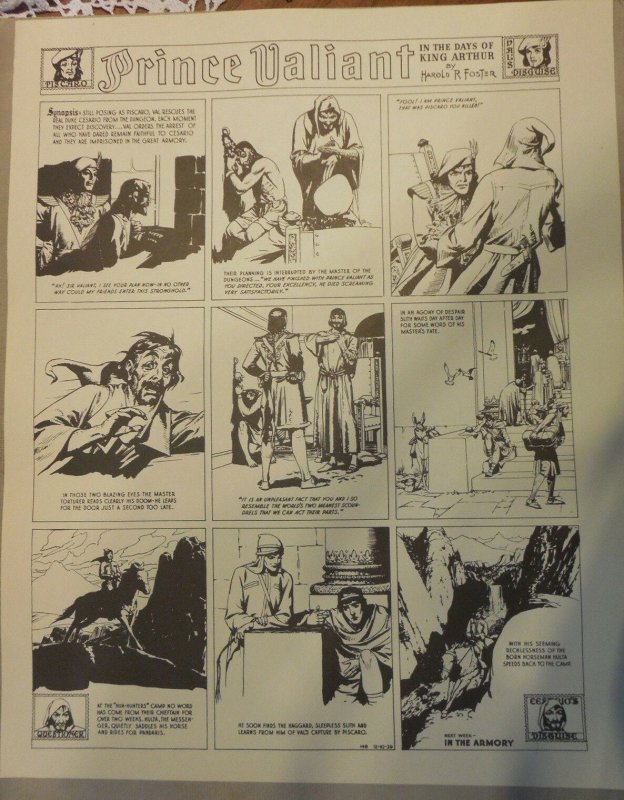 Prince Valiant by Hal Foster Syndicate Proof 12/10/1939  Size 16 x 20 inches