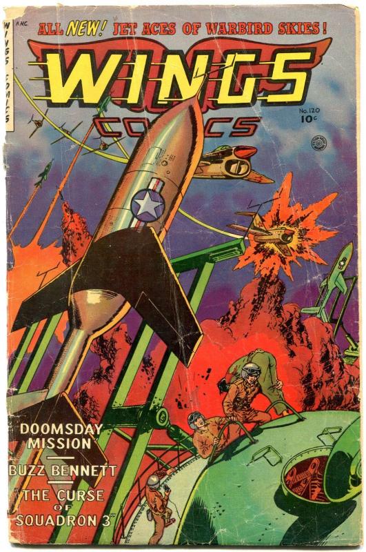 Wings Comics #120 1953- Golden Age War- Fiction House- Buzz Bennett G