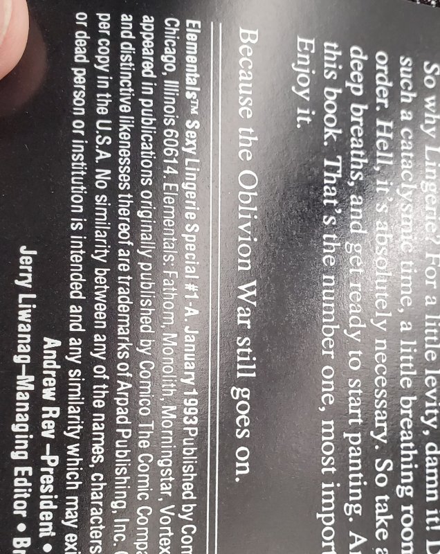 Elementals Sexy Lingerie Special #1 (1993)