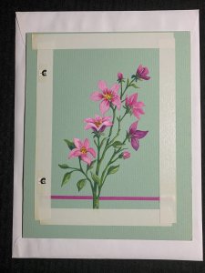 HAPPY MOTHERS DAY Pink Flowers on Green B/G 8x10 Greeting Card Art #MD7572